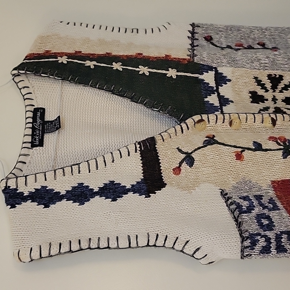 VTG WORK IN PROGRESS Patchwork Oversized Button D… - image 4